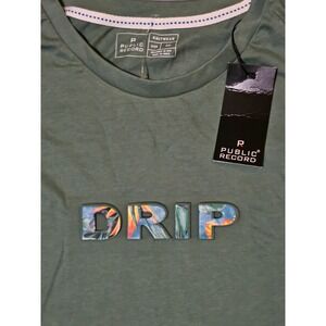 Public Record DRIP T-shirt Knitwear - Green/Gray NWT - 2XL